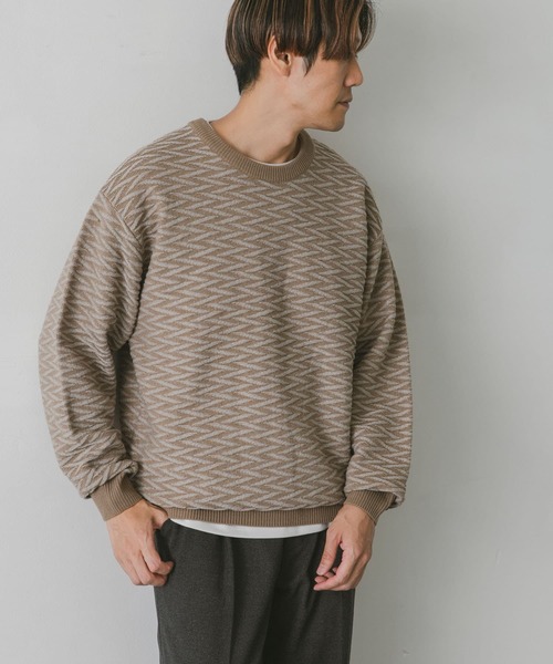 URBAN RESEARCH DOORS（アーバンリサーチドアーズ）の「ジャガードクルーネックニット（ニット/セーター・メンズ・チャコールグレー/オレンジ系その他/ベージュ/ブルー系その他・MEDIUM/LARGE）」の10枚目の写真