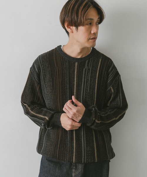 URBAN RESEARCH DOORS（アーバンリサーチドアーズ）の「ジャガードクルーネックニット（ニット/セーター・メンズ・チャコールグレー/オレンジ系その他/ベージュ/ブルー系その他・MEDIUM/LARGE）」の15枚目の写真