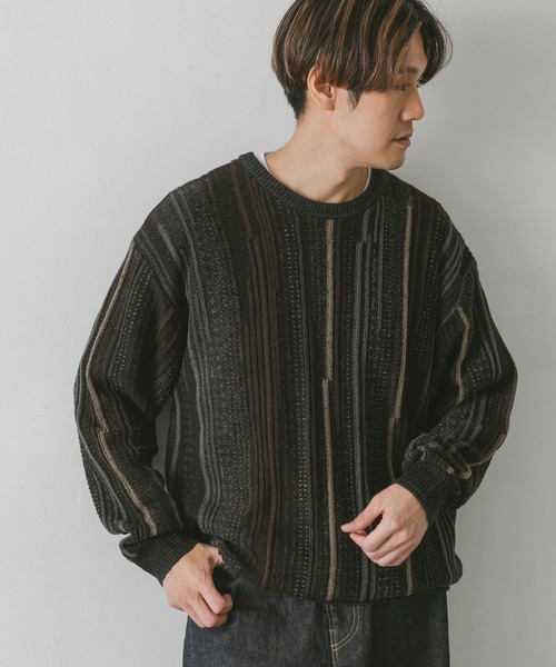 URBAN RESEARCH DOORS（アーバンリサーチドアーズ）の「ジャガードクルーネックニット（ニット/セーター・メンズ・チャコールグレー/オレンジ系その他/ベージュ/ブルー系その他・MEDIUM/LARGE）」の16枚目の写真