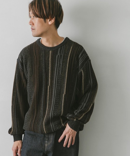 URBAN RESEARCH DOORS（アーバンリサーチドアーズ）の「ジャガードクルーネックニット（ニット/セーター・メンズ・チャコールグレー/オレンジ系その他/ベージュ/ブルー系その他・MEDIUM/LARGE）」の18枚目の写真