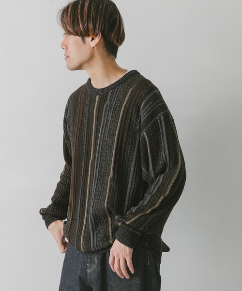 URBAN RESEARCH DOORS（アーバンリサーチドアーズ）の「ジャガードクルーネックニット（ニット/セーター・メンズ・チャコールグレー/オレンジ系その他/ベージュ/ブルー系その他・MEDIUM/LARGE）」の19枚目の写真