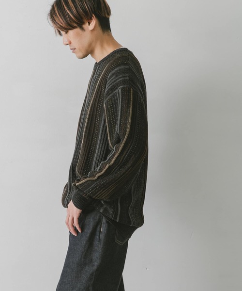 URBAN RESEARCH DOORS（アーバンリサーチドアーズ）の「ジャガードクルーネックニット（ニット/セーター・メンズ・チャコールグレー/オレンジ系その他/ベージュ/ブルー系その他・MEDIUM/LARGE）」の20枚目の写真