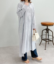 un dix cors | 爽やかな印象に　ストライプ紐付きＡラインロングワンピース(ワンピース)