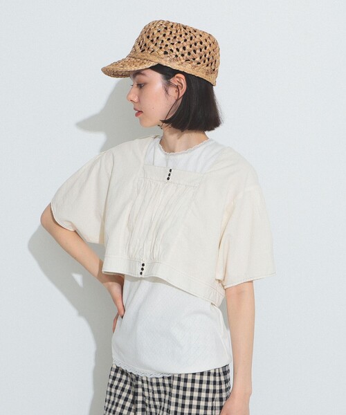 BEAMS BOY（ビームスボーイ）の「BEAMS BOY / バックトゥフロント コットン ボレロ ショートスリーブ23SS（シャツ/ブラウス・レディース・ホワイト系その他7/ブラック・ONE SIZE）」の5枚目の写真