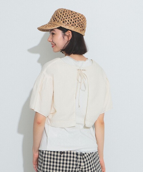 BEAMS BOY（ビームスボーイ）の「BEAMS BOY / バックトゥフロント コットン ボレロ ショートスリーブ23SS（シャツ/ブラウス・レディース・ホワイト系その他7/ブラック・ONE SIZE）」の6枚目の写真