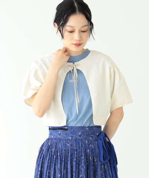 BEAMS BOY（ビームスボーイ）の「BEAMS BOY / バックトゥフロント コットン ボレロ ショートスリーブ23SS（シャツ/ブラウス・レディース・ホワイト系その他7/ブラック・ONE SIZE）」の14枚目の写真