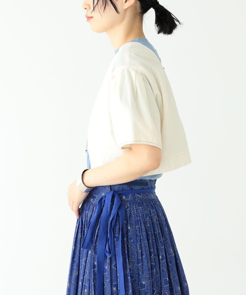 BEAMS BOY（ビームスボーイ）の「BEAMS BOY / バックトゥフロント コットン ボレロ ショートスリーブ23SS（シャツ/ブラウス・レディース・ホワイト系その他7/ブラック・ONE SIZE）」の17枚目の写真