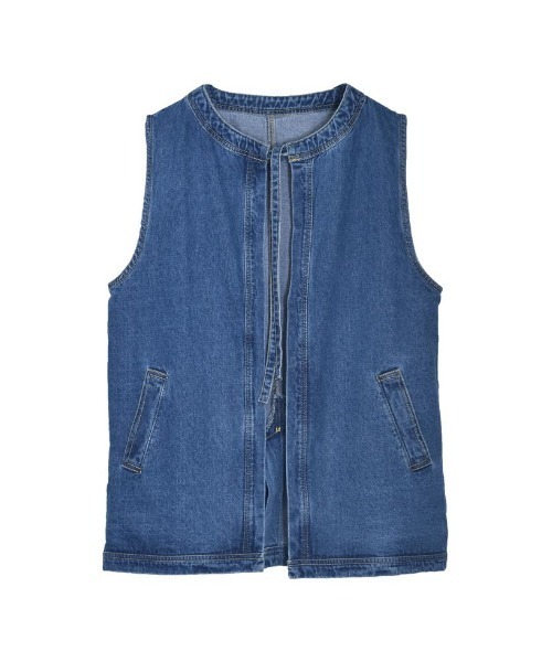 Re:EDIT（リエディ）の「フロントリボンデニムミドルジレ（デニムジャケット・レディース・アイボリー/ブルー・FREE）」の13枚目の写真