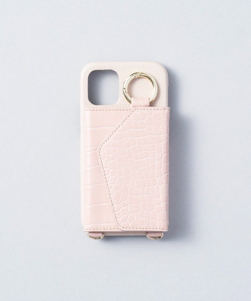 ensemble(皮革ブランド)(アンサンブル)の「ensemble PORTE クロコ 鏡 カードケース付きiPhoneケース (ベルト無し)(スマホケース/カバー・レディース・ベージュ/ブラック/グレー・4/5/6/7)」の3枚目の写真