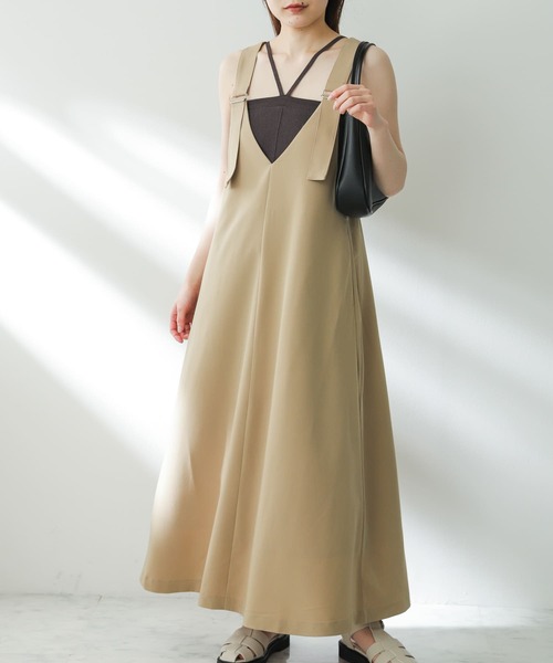 SENSE OF PLACE by URBAN RESEARCH(センスオブプレイスバイアーバンリサーチ)の「フレアジャンパースカート(ジャンパースカート・レディース・ライトベージュ/ブラック/チャコールグレー/ベージュ・ONE/S)」の3枚目の写真