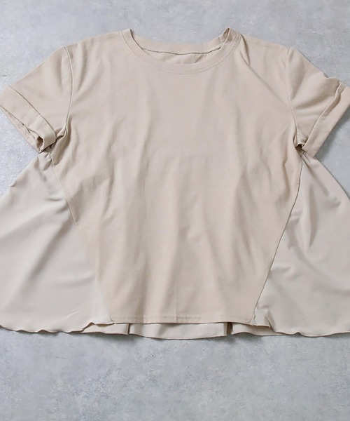 Rejoule(リジュール)の「異素材コンビフリルTシャツ(Tシャツ/カットソー・レディース・グリーン系その他/グレイッシュベージュ/オフホワイト/ブラック・FREE)」の18枚目の写真