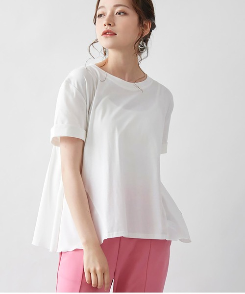 Rejoule(リジュール)の「異素材コンビフリルTシャツ(Tシャツ/カットソー・レディース・グリーン系その他/グレイッシュベージュ/オフホワイト/ブラック・FREE)」の12枚目の写真