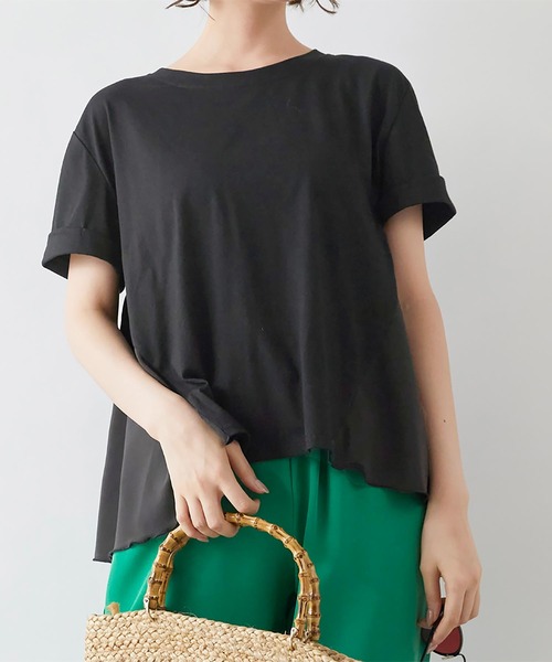 Rejoule(リジュール)の「異素材コンビフリルTシャツ(Tシャツ/カットソー・レディース・グリーン系その他/グレイッシュベージュ/オフホワイト/ブラック・FREE)」の15枚目の写真