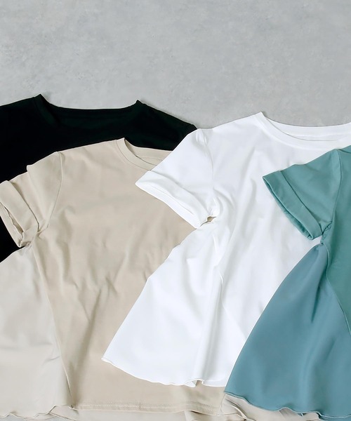 Rejoule(リジュール)の「異素材コンビフリルTシャツ(Tシャツ/カットソー・レディース・グリーン系その他/グレイッシュベージュ/オフホワイト/ブラック・FREE)」の6枚目の写真