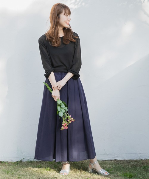 URBAN RESEARCH Sonny Label（アーバンリサーチサニーレーベル）の「『UR TECH Smart Linen Touch』タックロングスカート（スカート・レディース・ネイビー/ピンク/ライトカーキ・38/36）」の17枚目の写真