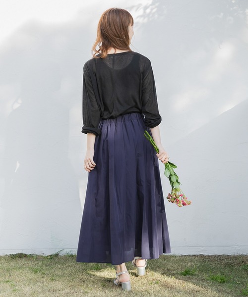 URBAN RESEARCH Sonny Label（アーバンリサーチサニーレーベル）の「『UR TECH Smart Linen Touch』タックロングスカート（スカート・レディース・ネイビー/ピンク/ライトカーキ・38/36）」の19枚目の写真