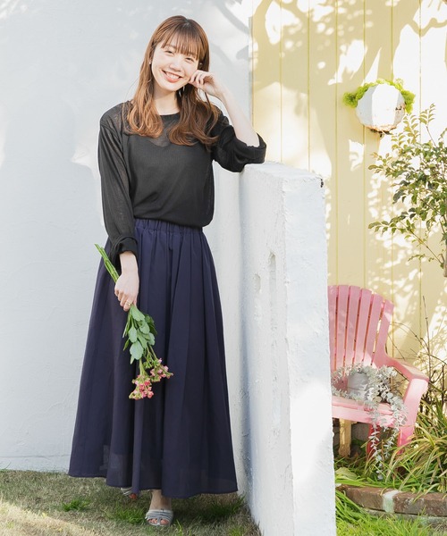 URBAN RESEARCH Sonny Label（アーバンリサーチサニーレーベル）の「『UR TECH Smart Linen Touch』タックロングスカート（スカート・レディース・ネイビー/ピンク/ライトカーキ・38/36）」の21枚目の写真