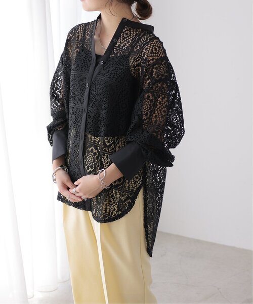 frames RAY CASSIN(フレームスレイカズン)の「サイドスリットレースシャツ(シャツ/ブラウス・レディース・ブラック/キナリ/オフホワイト・FREE)」の21枚目の写真