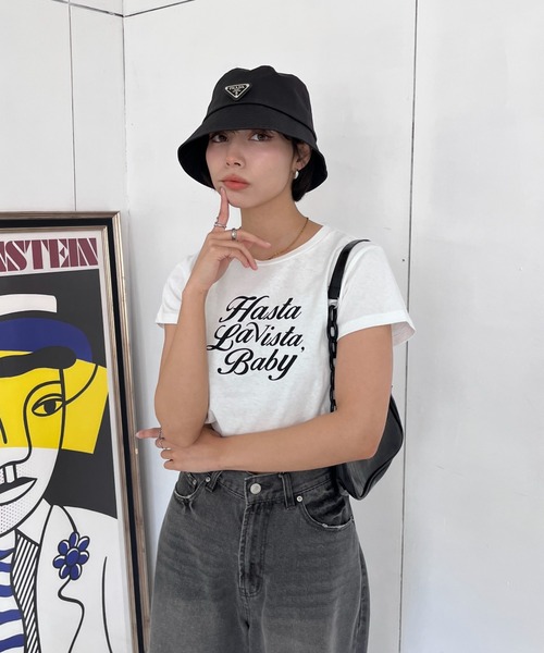 EPIMI E'PIMMY（エピミエピミー）の「アソートプリントクロップドTシャツ（Tシャツ/カットソー・レディース・ピンク/ホワイト/ブラック/オフホワイト・MEDIUM）」の2枚目の写真