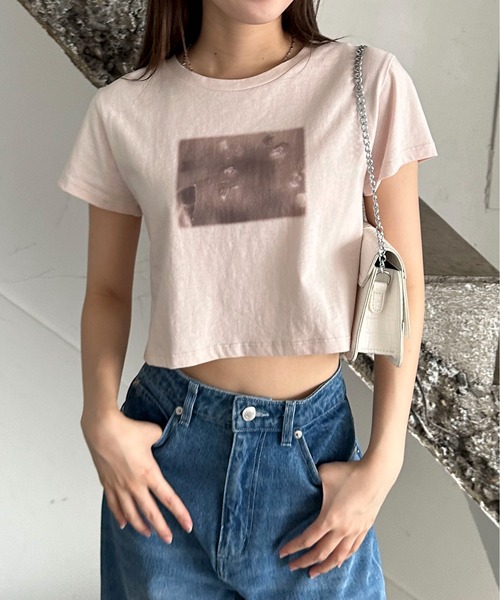 EPIMI E'PIMMY（エピミエピミー）の「アソートプリントクロップドTシャツ（Tシャツ/カットソー・レディース・ピンク/ホワイト/ブラック/オフホワイト・MEDIUM）」の4枚目の写真