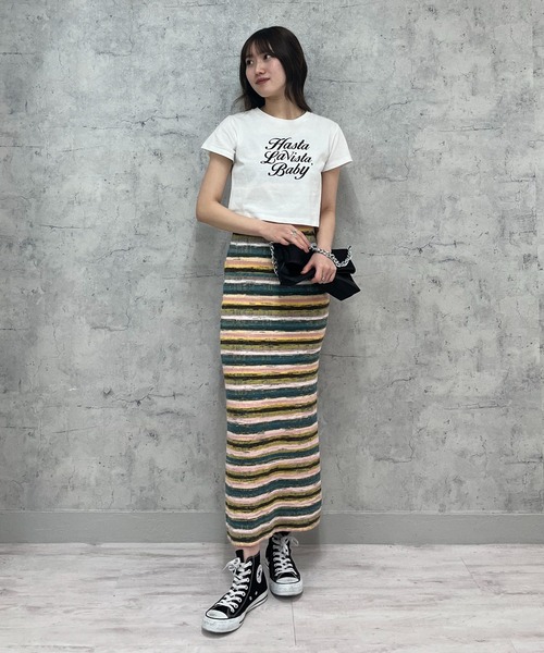 EPIMI E'PIMMY（エピミエピミー）の「アソートプリントクロップドTシャツ（Tシャツ/カットソー・レディース・ピンク/ホワイト/ブラック/オフホワイト・MEDIUM）」の5枚目の写真