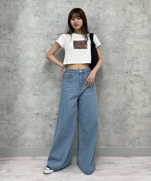 EPIMI E'PIMMY（エピミエピミー）の「アソートプリントクロップドTシャツ（Tシャツ/カットソー・レディース・ピンク/ホワイト/ブラック/オフホワイト・MEDIUM）」の7枚目の写真