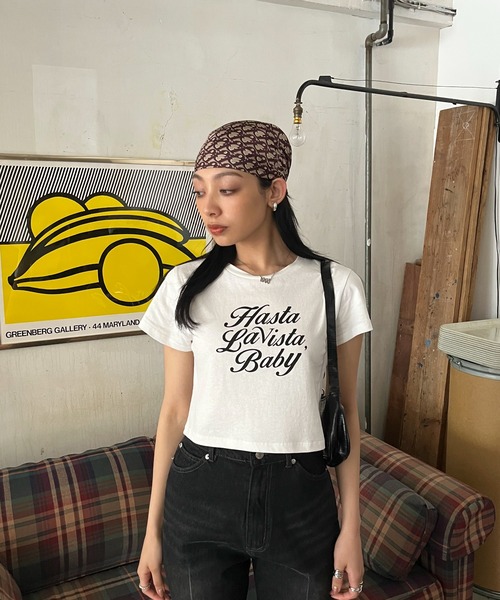 EPIMI E'PIMMY（エピミエピミー）の「アソートプリントクロップドTシャツ（Tシャツ/カットソー・レディース・ピンク/ホワイト/ブラック/オフホワイト・MEDIUM）」の21枚目の写真