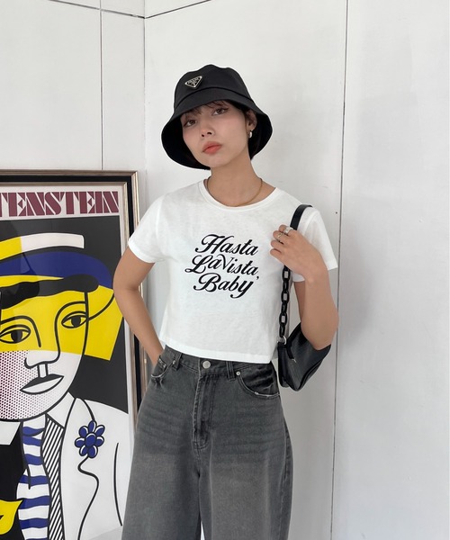 EPIMI E'PIMMY（エピミエピミー）の「アソートプリントクロップドTシャツ（Tシャツ/カットソー・レディース・ピンク/ホワイト/ブラック/オフホワイト・MEDIUM）」の15枚目の写真