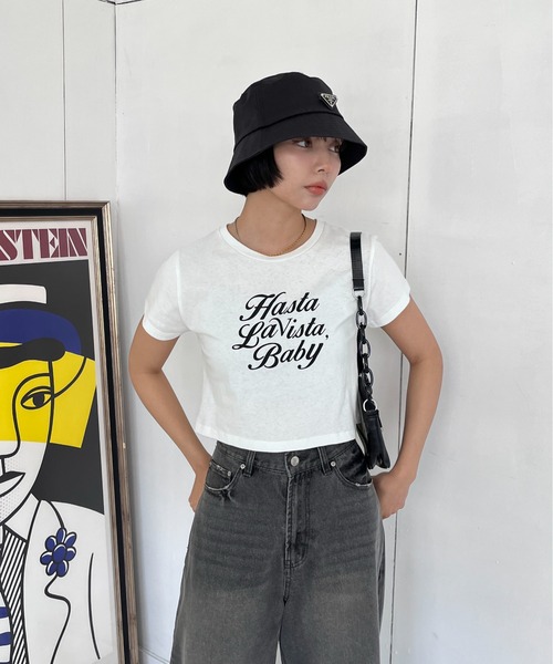 EPIMI E'PIMMY（エピミエピミー）の「アソートプリントクロップドTシャツ（Tシャツ/カットソー・レディース・ピンク/ホワイト/ブラック/オフホワイト・MEDIUM）」の16枚目の写真