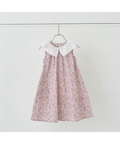 Lycee mine(リセマイン)の「コットンふりふりノースリーブワンピース(シャツワンピース・キッズ・ネイビー/ミント/ラベンダー/アイボリー・100cm/110cm/120cm/130cm/140cm/150cm)」の5枚目の写真