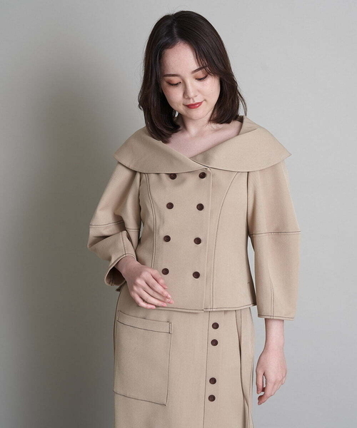 A de a.v.v(アードアー・ヴェ・ヴェ)の「(SETUP対応)オフショルダブル釦ブラウス(シャツ/ブラウス・レディース・チャコールグレー/ベージュ・38/36)」の21枚目の写真