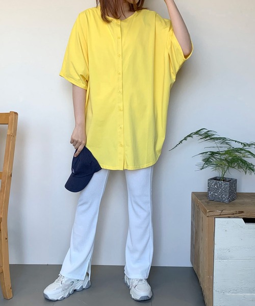 CRB(シーアールビー)の「前後2WAYオーバーサイズチュニック(チュニック・レディース・オフホワイト/ブラック/イエロー/ピンク・F)」の13枚目の写真