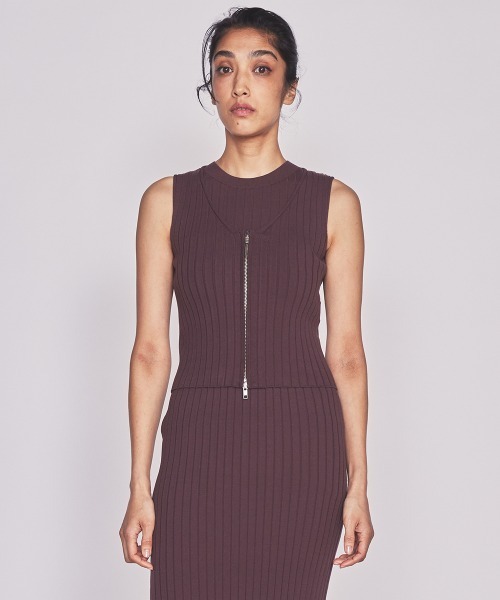 DOUBLE STANDARD CLOTHING（ダブルスタンダードクロージング）の「ワイドリブノースリーブニット（ニット/セーター・レディース・ブラウン/ネイビー・36/38）」の2枚目の写真