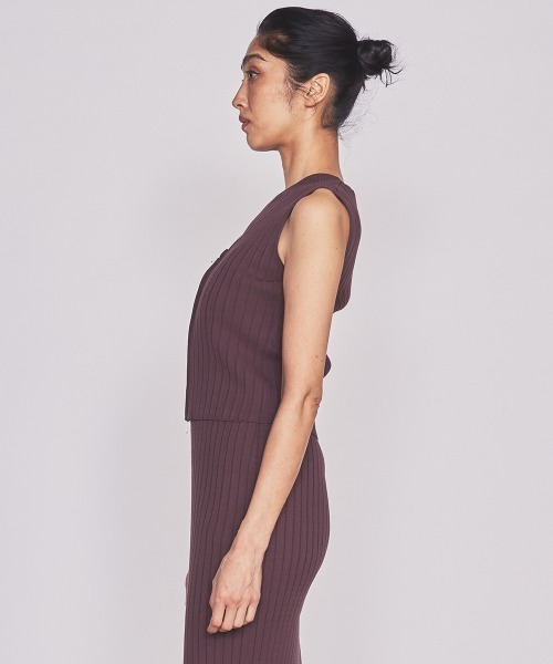 DOUBLE STANDARD CLOTHING（ダブルスタンダードクロージング）の「ワイドリブノースリーブニット（ニット/セーター・レディース・ブラウン/ネイビー・36/38）」の3枚目の写真