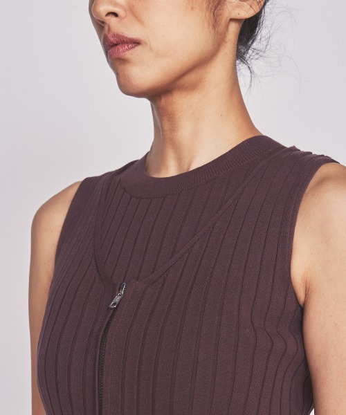 DOUBLE STANDARD CLOTHING（ダブルスタンダードクロージング）の「ワイドリブノースリーブニット（ニット/セーター・レディース・ブラウン/ネイビー・36/38）」の5枚目の写真