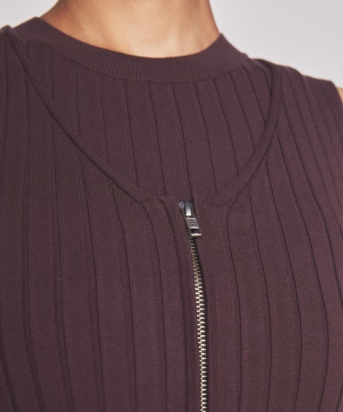 DOUBLE STANDARD CLOTHING（ダブルスタンダードクロージング）の「ワイドリブノースリーブニット（ニット/セーター・レディース・ブラウン/ネイビー・36/38）」の6枚目の写真