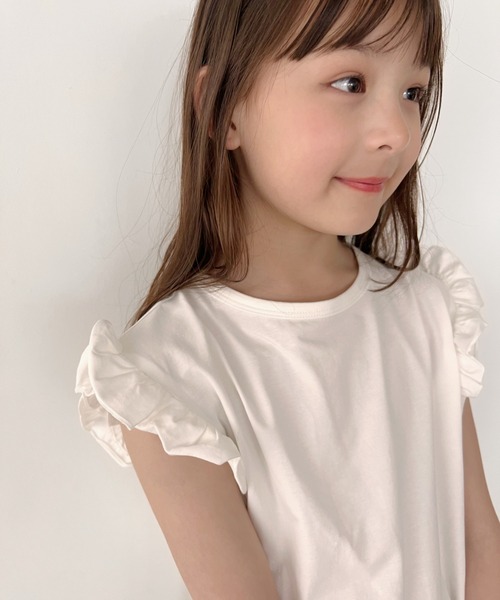 NESTA(ネスタ)の「フリルクルーネックTシャツ(Tシャツ/カットソー・キッズ・マスタード/パープル/ホワイト・130/120/140)」の10枚目の写真