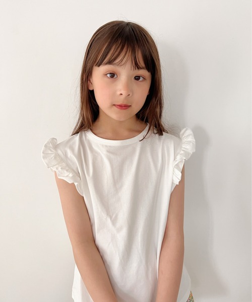 NESTA(ネスタ)の「フリルクルーネックTシャツ(Tシャツ/カットソー・キッズ・マスタード/パープル/ホワイト・130/120/140)」の9枚目の写真