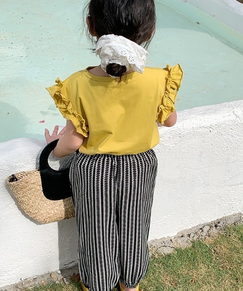 NESTA(ネスタ)の「フリルクルーネックTシャツ(Tシャツ/カットソー・キッズ・マスタード/パープル/ホワイト・130/120/140)」の15枚目の写真