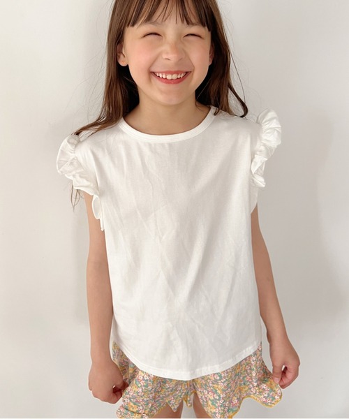 NESTA(ネスタ)の「フリルクルーネックTシャツ(Tシャツ/カットソー・キッズ・マスタード/パープル/ホワイト・130/120/140)」の21枚目の写真