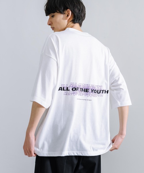Rocky Monroe(ロッキーモンロー)の「オーバーサイズ TC天竺 プリント刺繍半袖Tシャツ(Tシャツ/カットソー・メンズ・ブラック系1/ホワイト/ロイヤルブルー/ブラック系/サックスブルー/ホワイト×ブラック/ホワイト系/ホワイト系1/ブラック/チャコールグレー・M/L)」の5枚目の写真