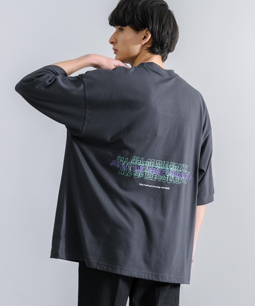 Rocky Monroe(ロッキーモンロー)の「オーバーサイズ TC天竺 プリント刺繍半袖Tシャツ(Tシャツ/カットソー・メンズ・ブラック系1/ホワイト/ロイヤルブルー/ブラック系/サックスブルー/ホワイト×ブラック/ホワイト系/ホワイト系1/ブラック/チャコールグレー・M/L)」の1枚目の写真