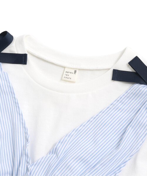apres les cours（アプレレクール）の「肩リボンビスチェドッキングTシャツ（Tシャツ/カットソー・キッズ・チェック/ストライプ・120/80/110/90/130/100/140）」の5枚目の写真