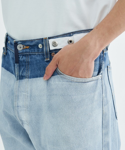 POLIQUANT（ポリクアント）の「【POLIQUANT/ポリクアント】THE DEFORMED ADJUSTABLE THRIFTING DENIM 501 [FIGURE 04]（デニムパンツ・メンズ・ブラック/ホワイト・2/3）」の3枚目の写真