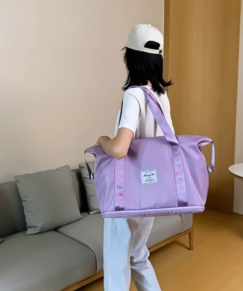 shopnikoniko（ショップニコニコ）の「トラベルバッグ 大容量 ボストン 拡張 コンパクト ナイロン 旅行用 ボストンバッグ（スーツケース/キャリーバッグ・レディース・ブラック/パープル/ブルー・フリー）」の8枚目の写真