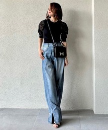 ダブルスタンダードクロージング×AKKO スリットヘムバギーパンツ デニム DOUBLE STANDARD CLOTHING（ダブルスタンダードクロージング）の「AKKO