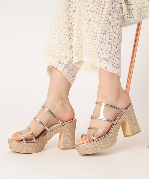 ESPERANZA(エスペランサ)の「ダブルベルトグリッター厚底サンダル(サンダル・レディース・その他1/ピンクベージュ/ブラック系8・S/M/L/LL)」の20枚目の写真
