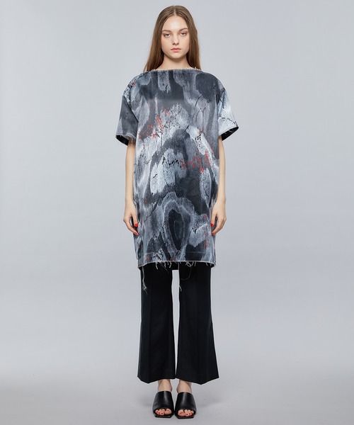 JOHN LAWRENCE SULLIVAN（ジョンローレンスサリバン）の「【JOHN LAWRENCE SULLIVAN/ジョンローレンスサリバン】PRINTED SATIN BOAT NECK DRESS/プリントサテンボートネックドレス（ドレス・レディース・ブラック・FREE）」の3枚目の写真