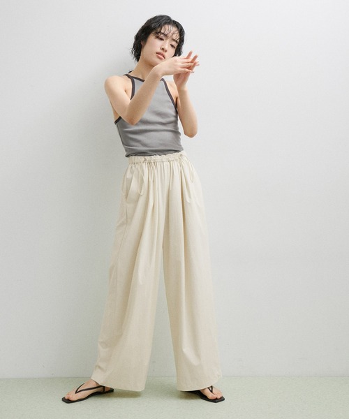 ADAM ET ROPE'（アダムエロペ）の「ナイロンイージドロストパンツ（その他パンツ・レディース・オフホワイト/ブラック/ピンク・38/36）」の8枚目の写真