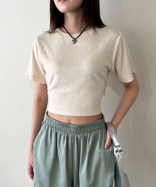 EPIMI E'PIMMY（エピミエピミー）の「バックレースアップコンパクトパイルTシャツ（Tシャツ/カットソー・レディース・ピンクベージュ/オフホワイト/グレー・MEDIUM）」の2枚目の写真